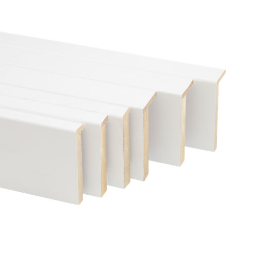 Kit de 5 tapetas en l de madera blanco 80 x 12 mm
