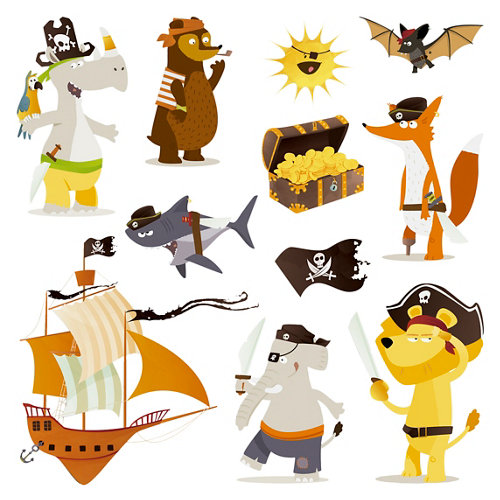 Stickers infantil 3d piratas 30x30 cm