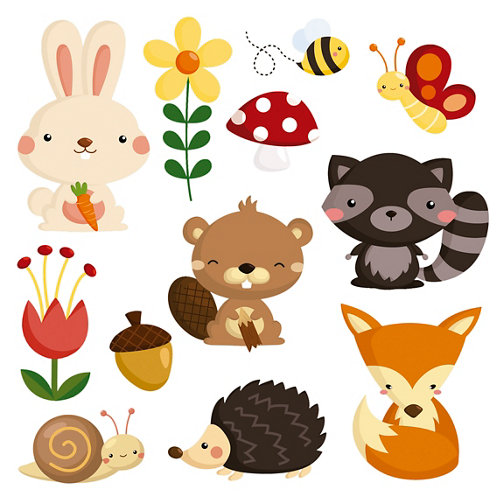 Stickers infantil 3d animales bosque 30x30 cm