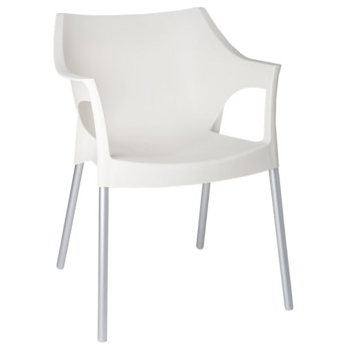 Silla de exterior pole de resina blanca 78,5x60x60 cm