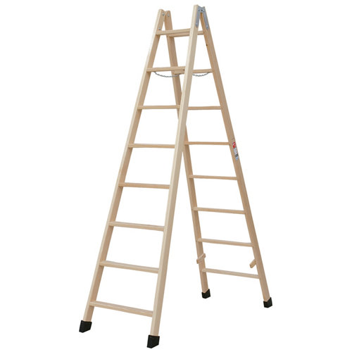 Escaleras Escamoteables 24 Escalera tijera madera con 8+8 peldaños con barniz 2,25 m