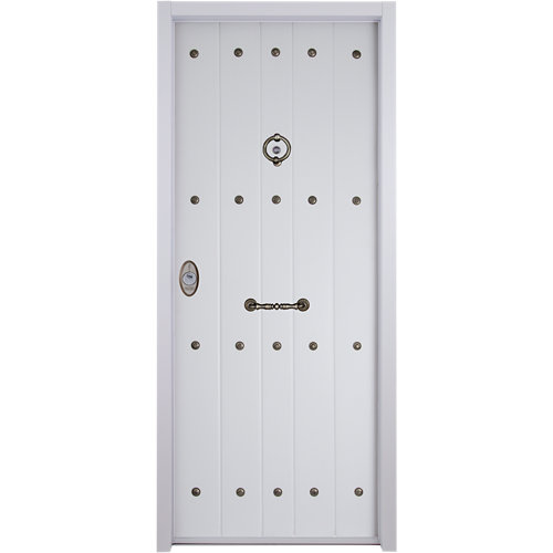 Puerta de entrada acorazada blanco rústica de apertura derecha de 89x206 cm