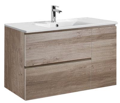 Conjunto mueble baño ANAHEIM roble 85x48 cm · LEROY MERLIN