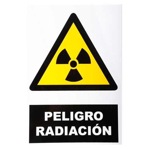 Cartel riesgo radiación 34x23cm
