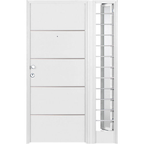 Puerta de entrada metálica insercciones aluminio derecha blanco de 89x208 cm