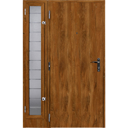 Puerta de entrada acorazada serie v 2 cuadros izquierda roble de 93x206 cm 24 Puerta de entrada metálica derecha roble 93x209.5 cm
