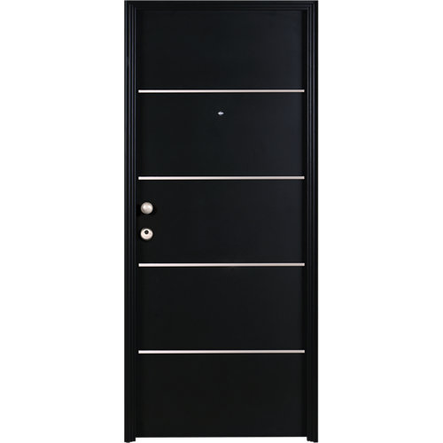 Balconera pvc artens roble oscilobatiente persiana izquierda 85x229 cm guía 26 Puerta de entrada metálica derecha negro de 93x209.5 cm