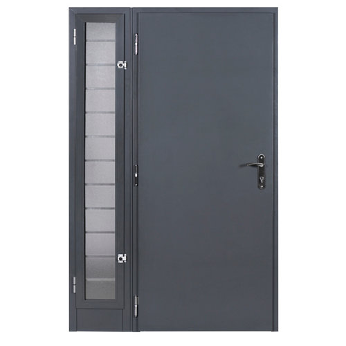 Puerta de entrada metálica derecha gris de 93x209.5 cm