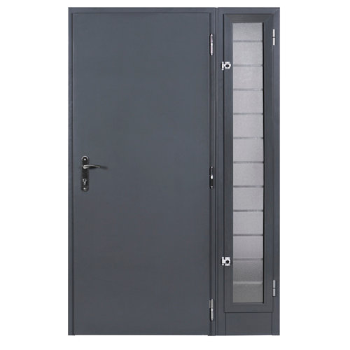 Puerta de entrada metálica insercciones aluminio izquierda gris de 93x209.5 cm