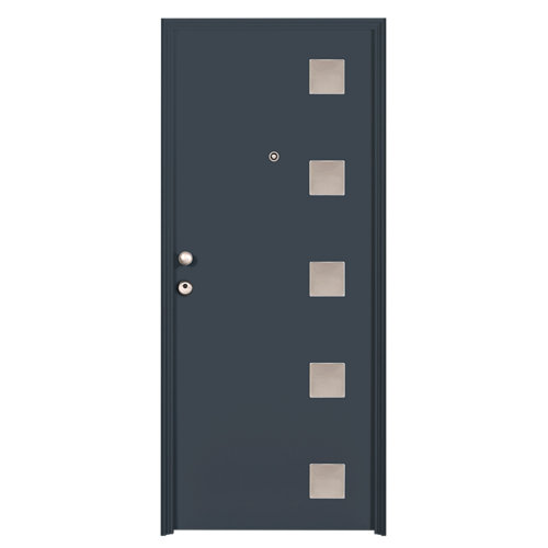 Revestimiento de pared de pvc serie artens gris 25 Puerta de entrada metálica derecha gris de 93x209.5 cm