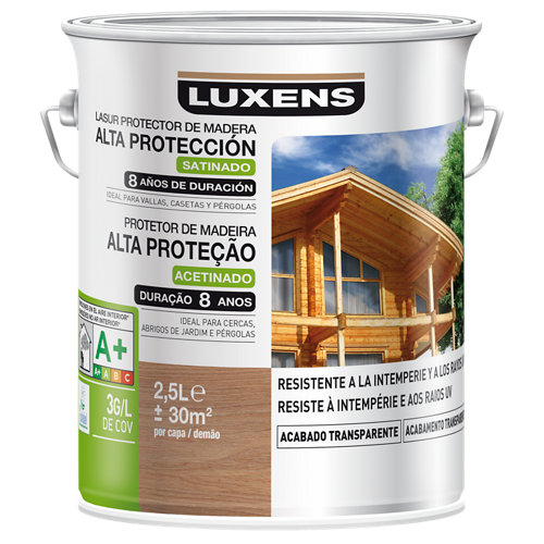 Protector madera exterior larga duración luxens satinado 2.5 l nogal