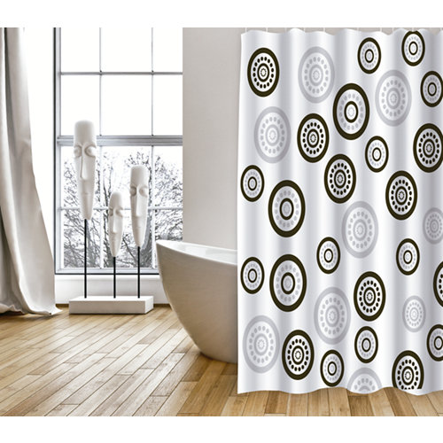 Cortina baño circulos blanco poliéster 180x200 cm