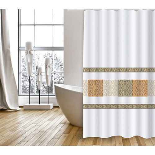 Cortina de baño alhambra marrón poliéster 180x200 cm