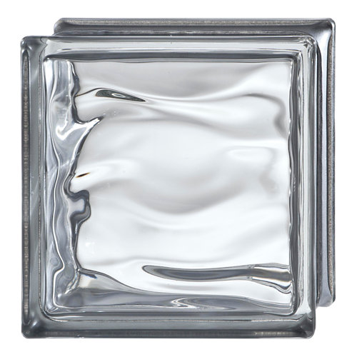 Bloque de vidrio ondulado agua gris 19x19x8 cm