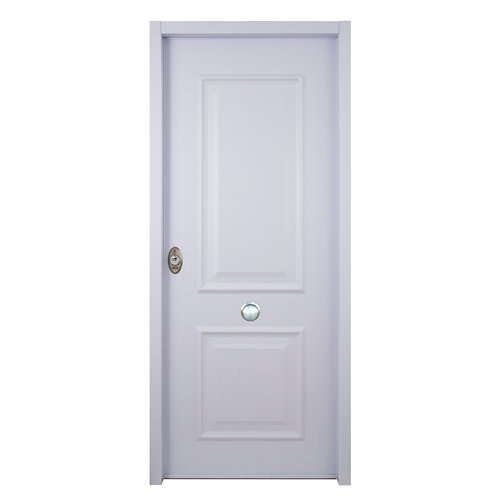 Puerta de entrada acorazada serie v 2 cuadros derecha blanco/blanco de 89x206 cm