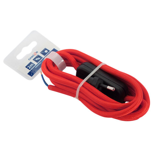 Prolongador de cable textil rojo h03vvh2-f con 2 mt