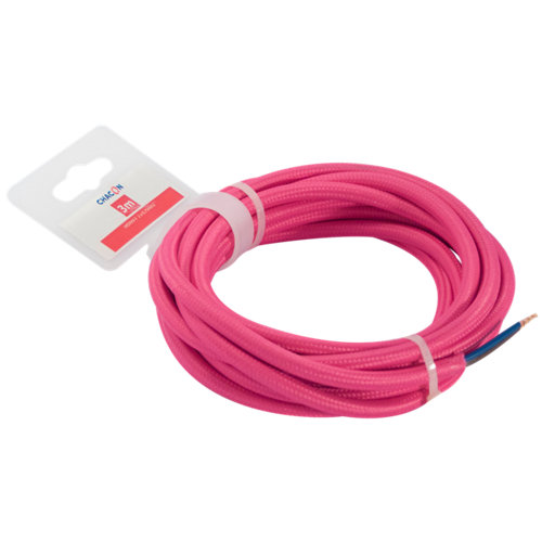 Cable textil chacon h03vv-f 2x0,75 mm² rosa de 3 m
