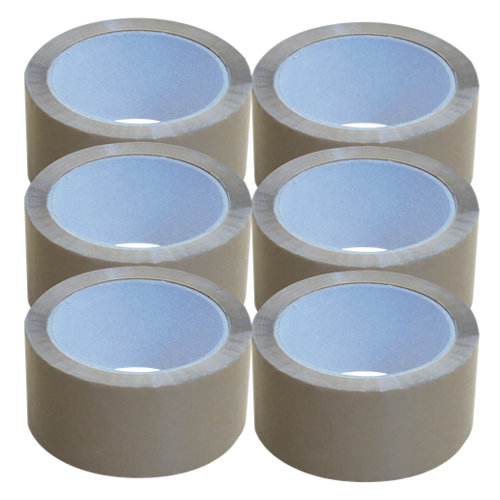 Pack de 6 cintas adhesiva marrón 5 cm x 66 m