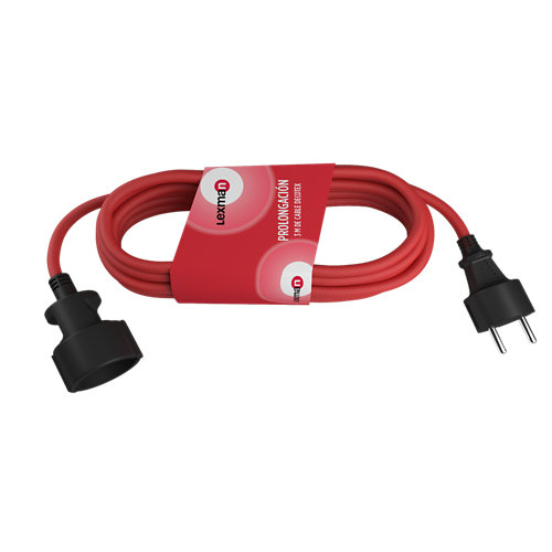 Prolongador de 3m cable textil lexman rojo 3x1 5 mm²
