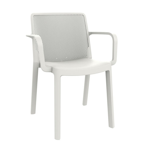 Silla de resina con brazos resol fresh color blanca