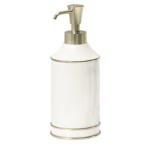 Dispensador de jabón olimpia blanco y dorado de la marca GEDY en acabado de color Amarillo / dorado fabricado en Resina