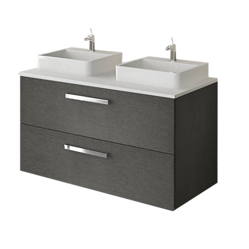 Mueble de baño con espejo y lavabo.tbilisi gris 120x45 cm de la marca ARTYSAN en acabado de color Gris / plata fabricado en Aglomerado de particulas