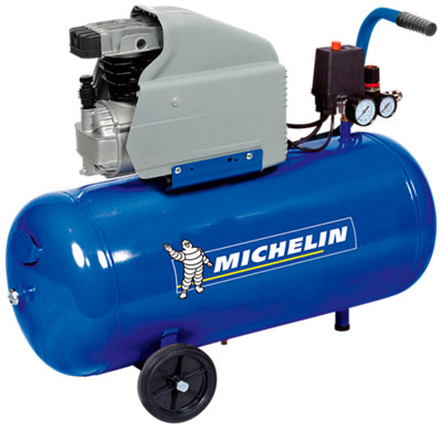 15 m/³//h MICHELIN Compresor de aire MB50-B Tanque de 50 litros Motor de 2 CV Presi/ón m/áxima 10 bar Flujo de aire 250 l//min