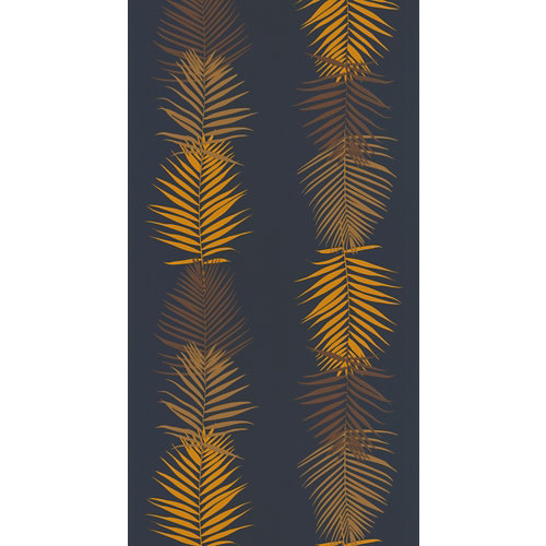 Papel pintado vinílico floral hojas del palmera f azul