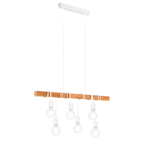 Lámpara de techo townshend madera y blanco 6 luces
