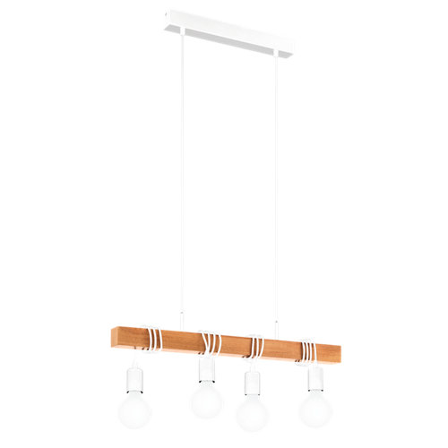 Lámpara de techo townshend madera y blanco 4 luces