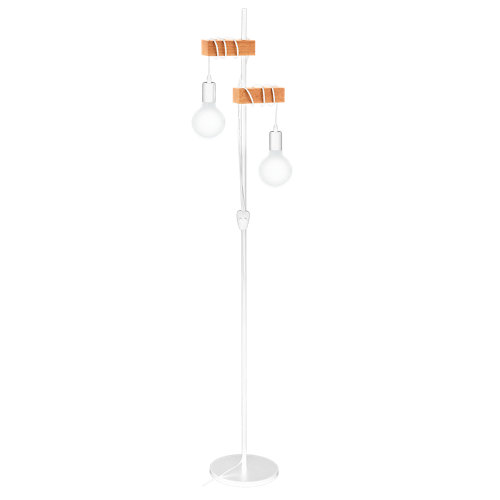 Lámpara de pie townshend 2 luces madera y blanco