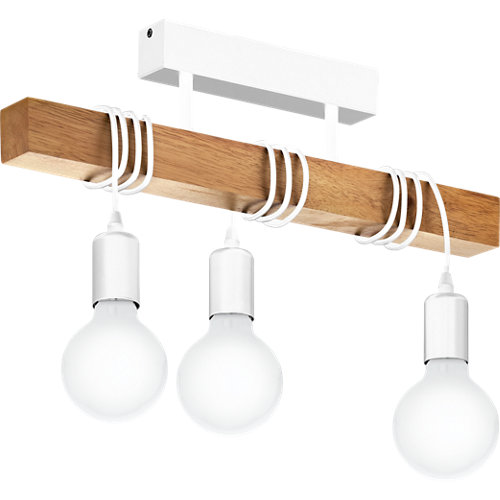 Lámpara de techo townshend madera y blanco 3 luces
