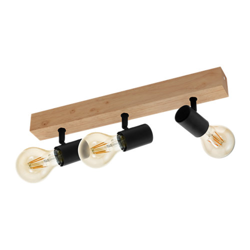 Barra de focos 3 luces townshend madera y negro