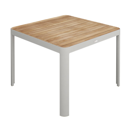 Mesa de jardín de comedor de aluminio y teca portals 2 de 95x75x95 cm