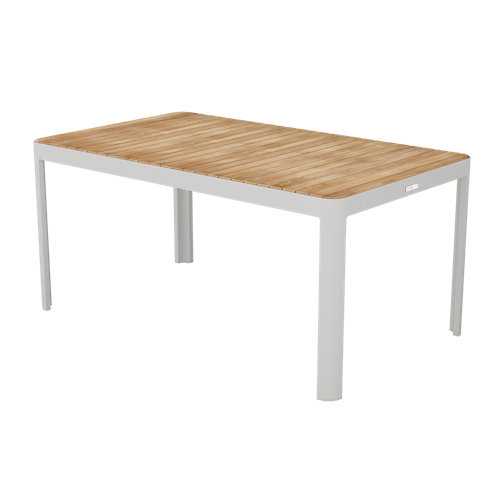 Mesa de jardín de comedor de aluminio y teca portals 2 de 161x75x95 cm