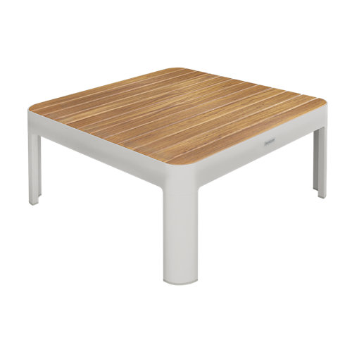 Mesa de jardín baja de aluminio y teca portals 2 de 72x32x72 cm