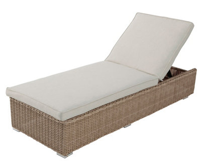 Tumbona de aluminio y ratán sintético Costa Rica marrón de Tumbona de exterior Costa Rica de marrón de 73x33x200 cm