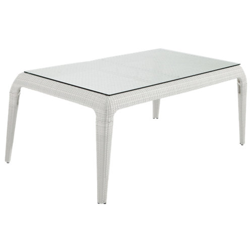 Mesa de jardín de comedor de aluminio voyage blanco de 110x75x190 cm