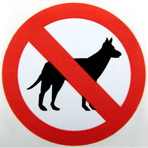 Cartel pvc prohibido perros 10x10cm