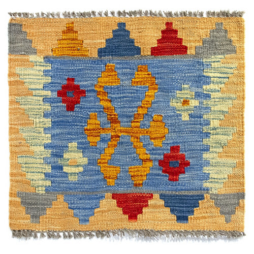 Alfombra interior lana multicolor kilim herat de 50x50 cm