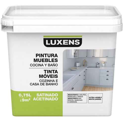 Esmalte para mueble de cocinas y baños satinado luxens 750 ml blanco