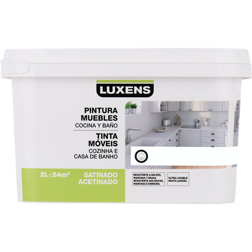 Esmalte para mueble de cocinas y baños satinado luxens 2 l blanco