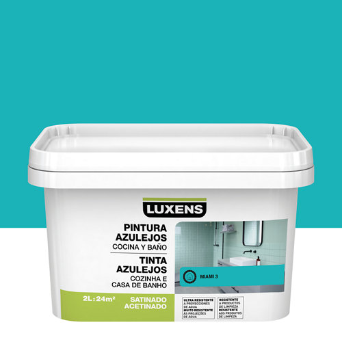 Esmalte para azulejos luxens azul miami satinado 2l