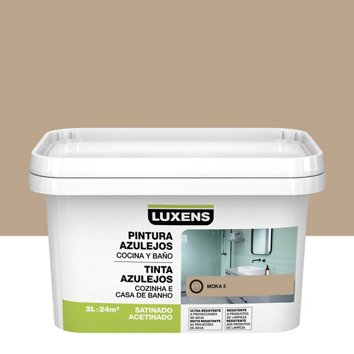 Esmalte para azulejos luxens marrón moka satinado 2l