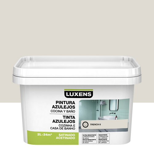 Pintura interior satinada luxens 4l 2002-y50r neutro gris piedra luminoso 17 Esmalte para azulejos luxens trench satinado 2l