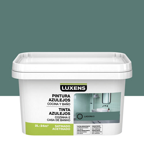 Pintura salones y habitaciones luxens 4l laguna 5 17 Esmalte para azulejos luxens verde laguna satinado 2l