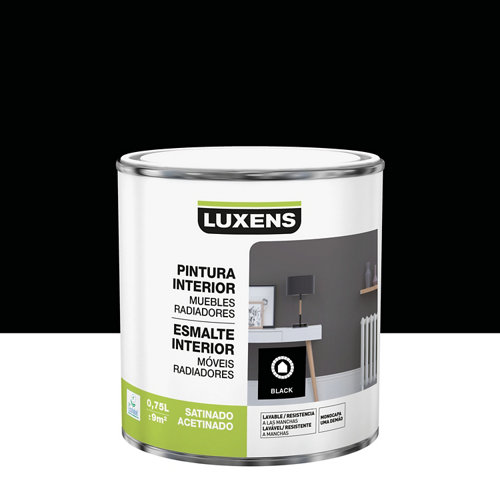 Pintura salones y habitaciones luxens 4l laguna 5 20 Esmalte de interior luxens negro satinado 0 75l