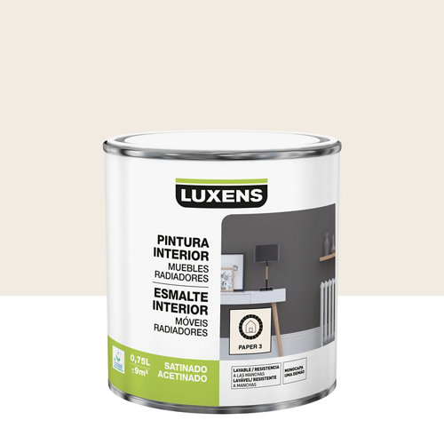 Esmalte para mueble de cocinas y baños satinado luxens 2 l blanco 19 Esmalte de interior luxens paper 3 satinado 0 75l