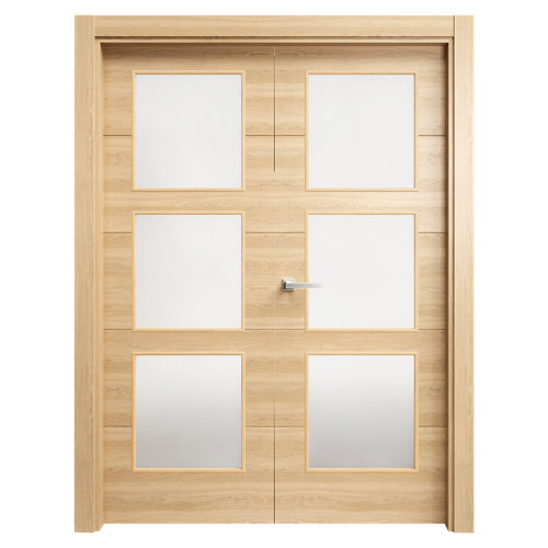 Kit de 3 molduras mdf roble 90 x 10 mm 23 puerta berna roble de apertura derecha de 145 cm