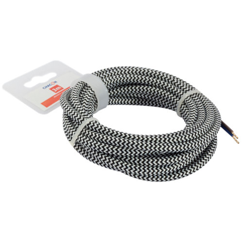 Cable textil chacon h03vv-f 2x0,75 mm² blanco/negro de 3 m